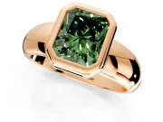 Solitaire Engagement Ring Setting for Fancy Green Radiant Cut Center with Wide Band and Bezel Head in Rose Gold