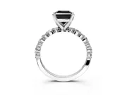 Solitaire Engagement Ring Setting for Fancy Black Princess Cut Center with Alternating Size Accents and Prong Head in Platinum