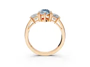 3 Stone Engagement Ring Setting for Fancy Blue Marquise Center with Matching Side Accents and Prong Head in Rose Gold