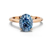 Solitaire Engagement Ring Setting for Fancy Blue Oval Center with Knife Ridge Band and Claw Prong Head in Rose Gold