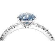 Solitaire Engagement Ring Setting for Fancy Blue Pear-Shaped Center with Large Accent Band and Prong Head in Platinum