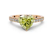 Solitaire Engagement Ring Setting for Fancy Yellow Heart-Shaped Center with Crossover Accents and Prong Head in Rose Gold