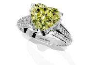 Solitaire Engagement Ring Setting for Fancy Yellow Heart-Shaped Center with Accented Split Shank and Prong Head in Sterling Silver