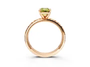 Solitaire Engagement Ring Setting for Fancy Yellow Emerald Cut Center with XO Engraved Band and Prong Head in Rose Gold