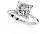 Solitaire Engagement Ring Setting for Princess Cut Center with Knife Ridge Band and Claw Prong Head in Platinum