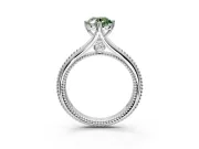 Solitaire Engagement Ring Setting for Fancy Green Oval Center with Milgrain Cathedral Band and Prong Head in Platinum