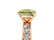 Solitaire Engagement Ring Setting for Fancy Yellow Radiant Cut Center with Channel-Set Accents and Prong Head in Rose Gold
