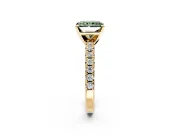 Solitaire Engagement Ring Setting for Fancy Green Radiant Cut Center with Large Accents and Prong Head in Yellow Gold