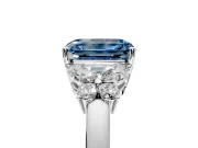 Solitaire Engagement Ring Setting for Fancy Blue Emerald Cut Center with Marquise Flower Shoulders and Prong Head in Sterling Silver