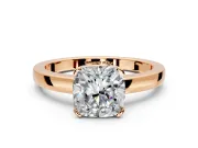 Solitaire Engagement Ring Setting for Cushion Cut Center with Plain Band and Flat Tab Prong Head in Rose Gold