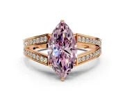 Split Shank Engagement Ring Setting for Fancy Pink Marquise Center with Pave Split Shank and Prong Head in Rose Gold