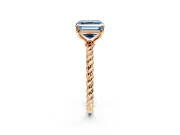 Solitaire Engagement Ring Setting for Fancy Blue Asscher Cut Center with Plain Twisted Rope Band and Prong Head in Rose Gold