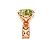 Solitaire Engagement Ring Setting for Fancy Yellow Round Cut Center with XO Engraved Band and Prong Head in Rose Gold