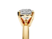 Solitaire Engagement Ring Setting for Cushion Cut Center with Wire Band and Prong Head in Yellow Gold