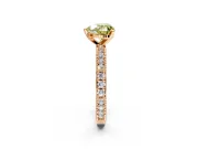 Solitaire Engagement Ring Setting for Fancy Yellow Heart-Shaped Center with Milgrain-Edged Pave Band and Prong Head in Rose Gold