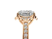 Floral Engagement Ring Setting for Radiant Cut Center with Four Accent Clusters and Prong Head in Rose Gold