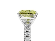 Solitaire Engagement Ring Setting for Fancy Yellow Radiant Cut Center with Large Accents and Prong Head in Sterling Silver