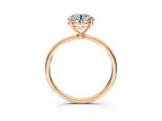 Solitaire Engagement Ring Setting for Round Cut Center with Straight Thin Band and Prong Head in Rose Gold
