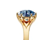 Solitaire Engagement Ring Setting for Fancy Blue Round Cut Center with Plain Split Shank and Prong Head in Yellow Gold