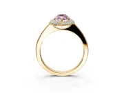 Halo Engagement Ring Setting for Fancy Pink Marquise Center with Plain Tapered Band and Prong Head in Yellow Gold