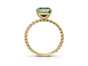 Solitaire Engagement Ring Setting for Fancy Green Asscher Cut Center with Plain Twisted Rope Band and Prong Head in Yellow Gold