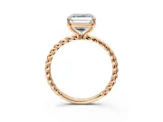 Solitaire Engagement Ring Setting for Asscher Cut Center with Plain Twisted Rope Band and Prong Head in Rose Gold