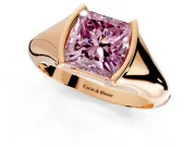 Tension Engagement Ring Setting for Fancy Pink Princess Cut Center with Wide Tapered Band and Tension Head in Rose Gold