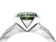Bezel Engagement Ring Setting for Fancy Green Princess Cut Center with Wide Channel-Set Band and Bezel Head in Platinum