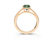 Solitaire Engagement Ring Setting for Fancy Green Cushion Cut Center with Open Cathedral Shoulders and Prong Head in Rose Gold