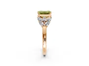 Leaf Cluster Engagement Ring Setting for Fancy Yellow Emerald Cut Center with Marquise Accents and Prong Head in Rose Gold