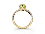 Solitaire Engagement Ring Setting for Fancy Yellow Round Cut Center with Multi-Row Pave Accents and Basket Head in Yellow Gold