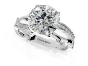 Solitaire Engagement Ring Setting for Round Cut Center with Pave and Plain Crossover Band and Prong Head in White Gold