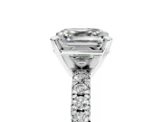 Solitaire Engagement Ring Setting for Asscher Cut Center with Large Accents and Prong Head in Platinum