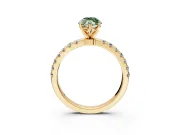 Open Basket Engagement Ring Setting for Fancy Green Marquise Center with Pave Band and Prong Head in Yellow Gold