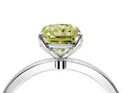 Solitaire Engagement Ring Setting for Fancy Yellow Radiant Cut Center with Thin Rounded Plain Band and Prong Head in Platinum