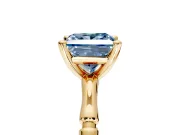 Solitaire Engagement Ring Setting for Fancy Blue Princess Cut Center with Bamboo Band and Prong Head in Yellow Gold