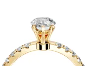 Open Basket Engagement Ring Setting for Pear-Shaped Center with Pave Band and Prong Head in Yellow Gold