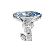 Leaf Motif Engagement Ring Setting for Fancy Blue Marquise Center with Pave Band and Prong Head in Sterling Silver