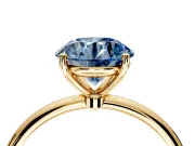 Solitaire Engagement Ring Setting for Fancy Blue Round Cut Center with Straight Thin Band and Prong Head in Yellow Gold
