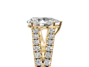 Solitaire Engagement Ring Setting for Pear-Shaped Center with Pave Split Shank and Prong Head in Yellow Gold