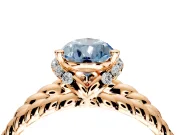 Halo Engagement Ring Setting for Fancy Blue Pear-Shaped Center with Rope Twist Split Shank and Prong Head in Rose Gold