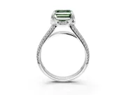 Solitaire Engagement Ring Setting for Fancy Green Asscher Cut Center with Accented Split Shank and Prong Head in Sterling Silver