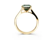 Solitaire Engagement Ring Setting for Fancy Green Asscher Cut Center with Tapered Shoulders and Prong Head in Yellow Gold