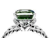 Halo Engagement Ring Setting for Fancy Green Asscher Cut Center with Rope Twist Split Shank and Prong Head in Sterling Silver