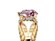 Halo Engagement Ring Setting for Fancy Pink Heart-Shaped Center with Rope Twist Split Shank and Prong Head in Yellow Gold