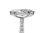 Hidden Halo Engagement Ring Setting for Marquise Center with Pave Band and Prong Head in Sterling Silver