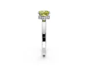 Hidden Halo Engagement Ring Setting for Fancy Yellow Cushion Cut Center with Wide Flat Plain Band and Prong Head in White Gold