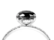 Solitaire Engagement Ring Setting for Fancy Black Oval Center with Pave Accents and Prong Head in White Gold