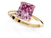 Solitaire Engagement Ring Setting for Fancy Pink Radiant Cut Center with Knife Ridge Band and Claw Prong Head in Yellow Gold