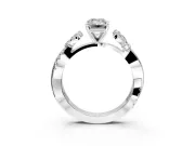 Floral Engagement Ring Setting for Emerald Cut Center with Trailing Marquise Accents and Prong Head in White Gold